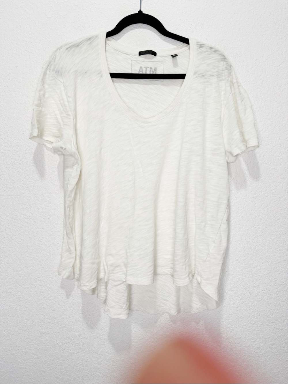 ATM Boyfriend White V-Neck Slub Knit Tee M/L - Picture 5 of 11